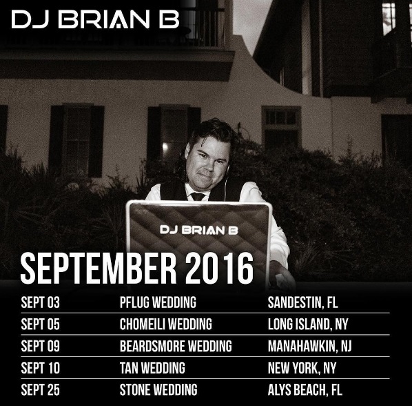 DJ Brian B Official September 2016 Schedule